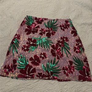 Rachel Zoe Pink and Green Sequin Mini Skirt